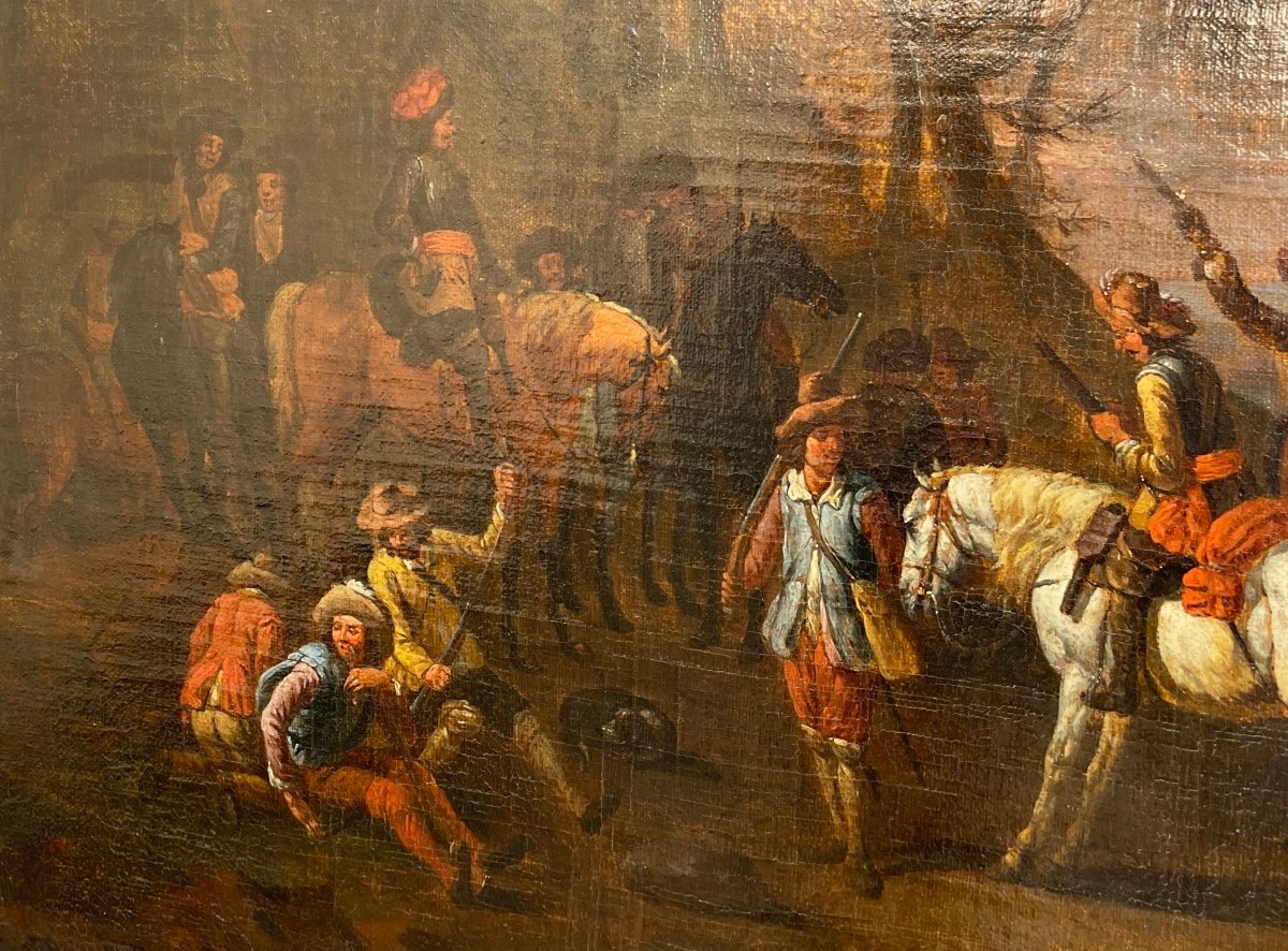 Tableau. Huile Sur Toile. Ecole Flamande Du 17e Siècle. Entourage de Pieter Van-Bloemen-photo-2