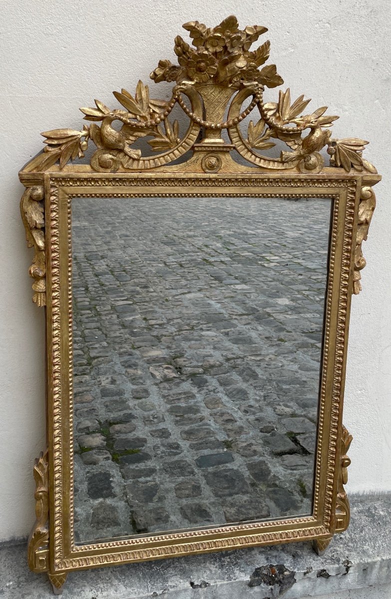 Louis XVI Period Mirror In Golden Wood