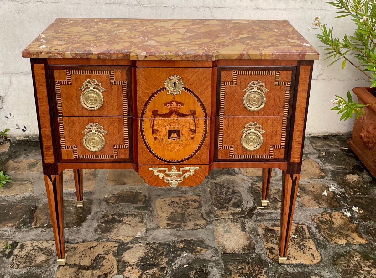 Commode Louis XVI Aux Armoiries Du Marquis De  Louis De Fontanes. Pair De France