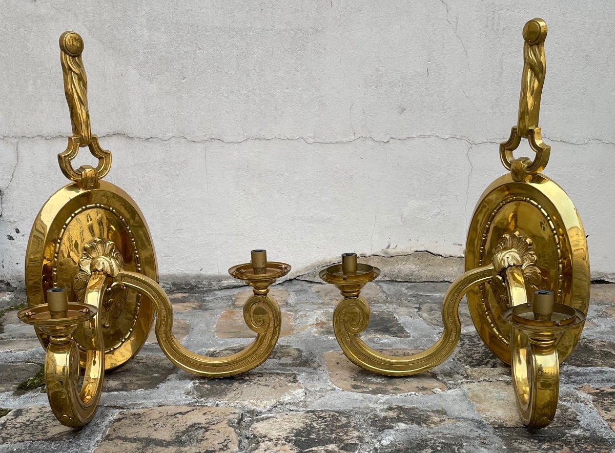 Pair Of Louis XVI Sconces. Maison Charles & Fils-photo-3