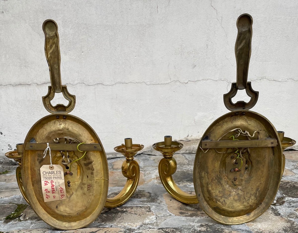 Pair Of Louis XVI Sconces. Maison Charles & Fils-photo-6