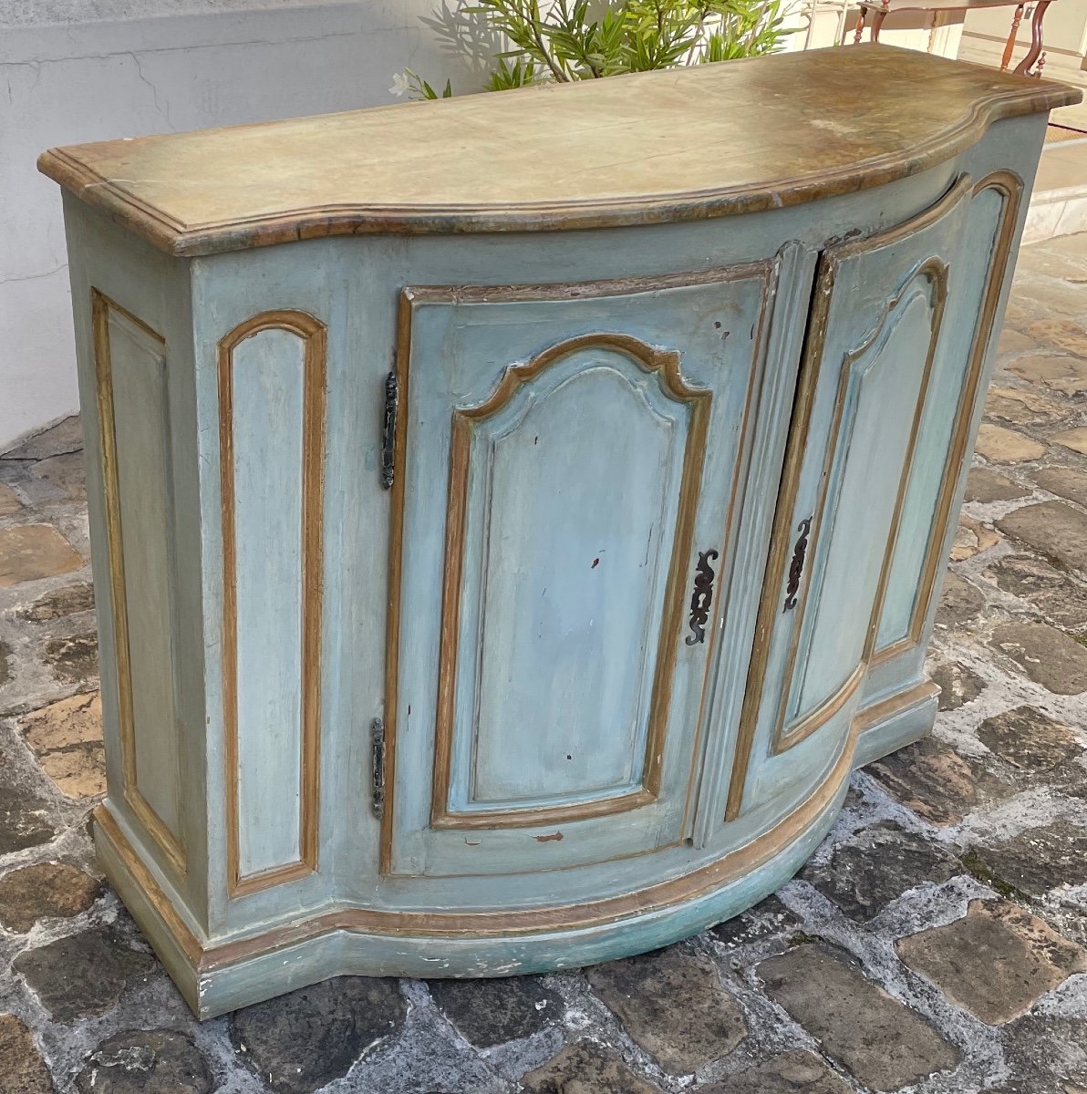 Louis XV Curved Buffet In Lacquered Wood.-photo-3