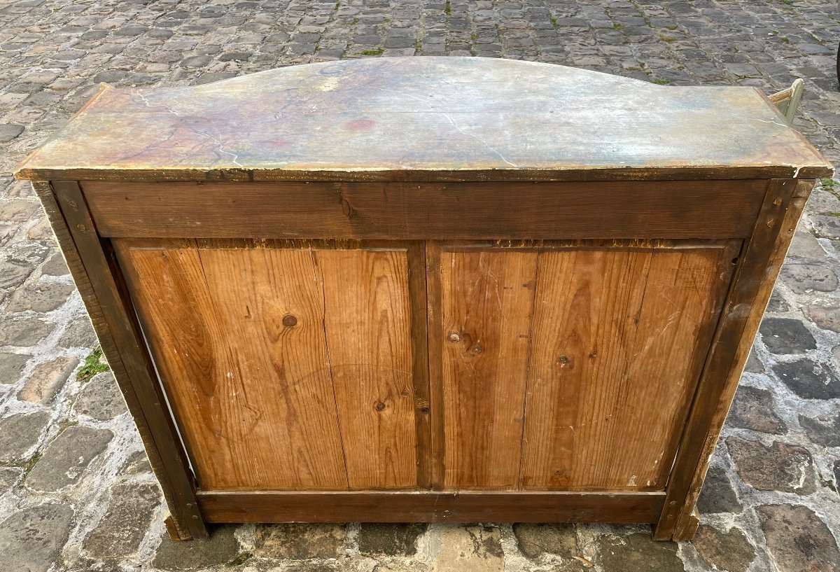 Louis XV Curved Buffet In Lacquered Wood.-photo-1