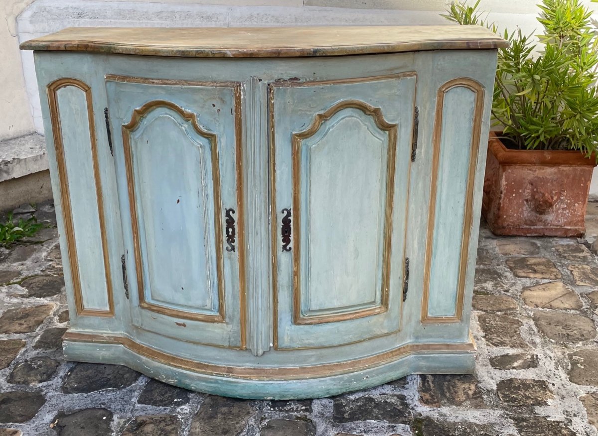 Louis XV Curved Buffet In Lacquered Wood.-photo-2