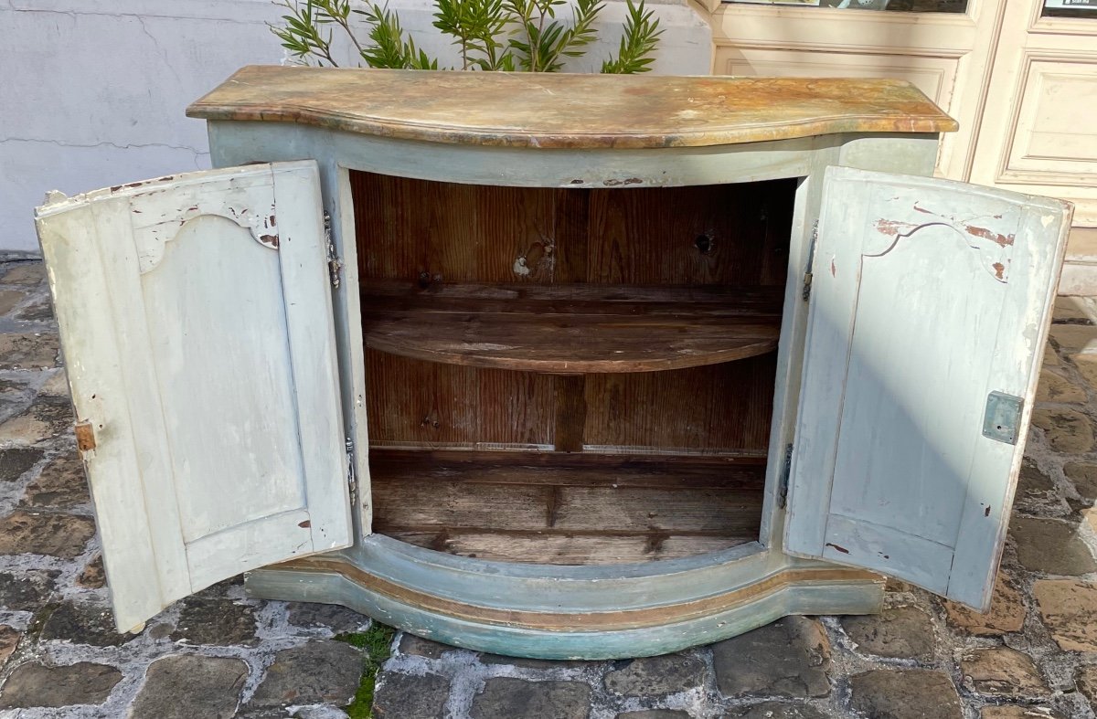 Louis XV Curved Buffet In Lacquered Wood.-photo-3