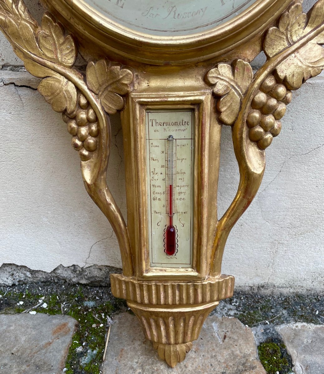 Louis XVI Period Barometer In Golden Wood. To The Bacchus Children-photo-5