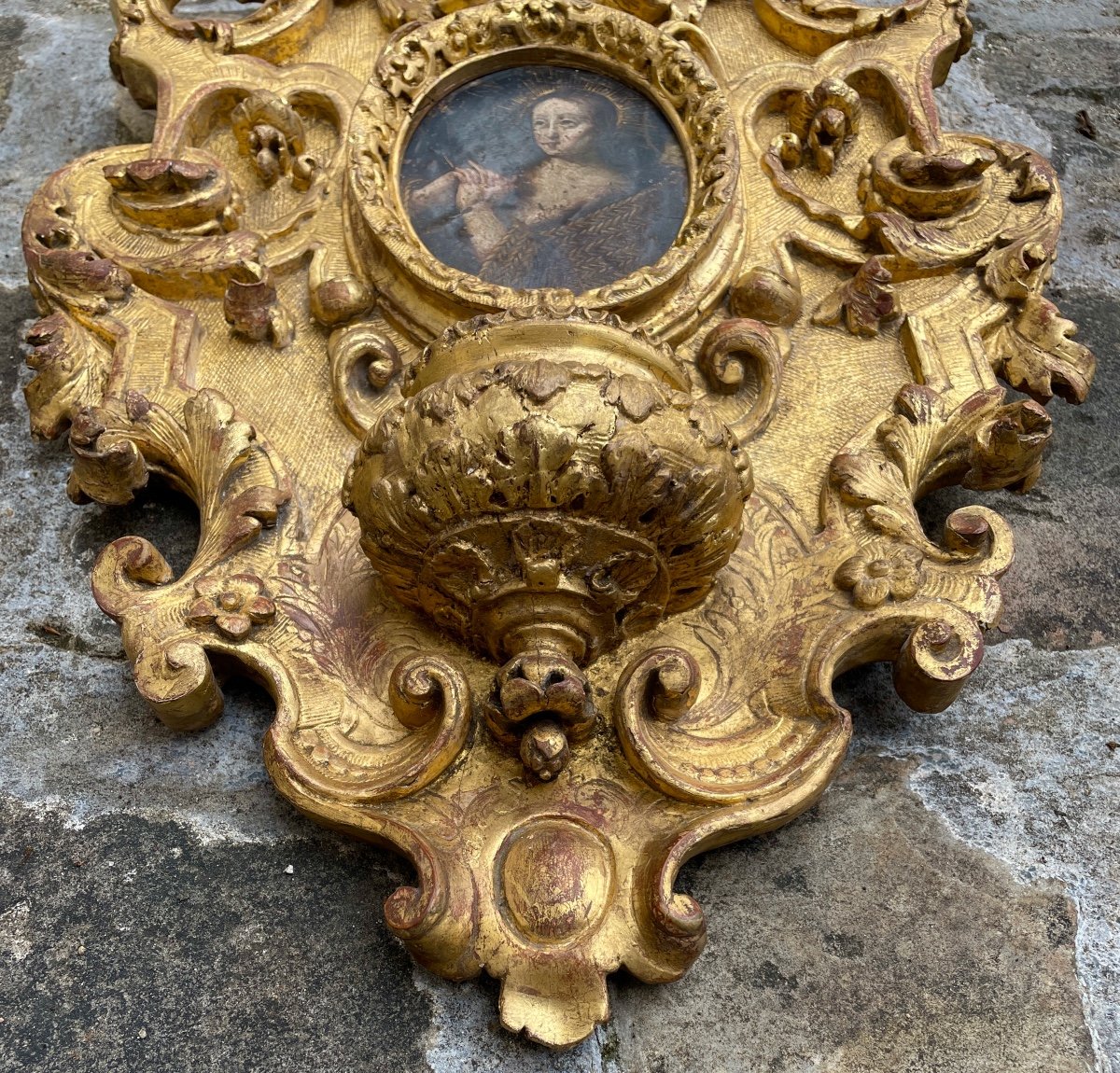 Louis XIV Period Carved And Gilded Wood Stoup-photo-5