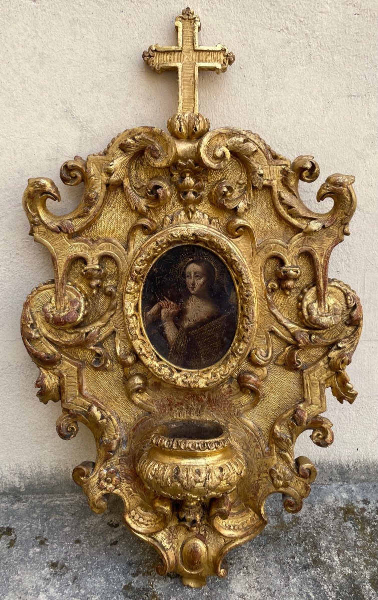 Louis XIV Period Carved And Gilded Wood Stoup
