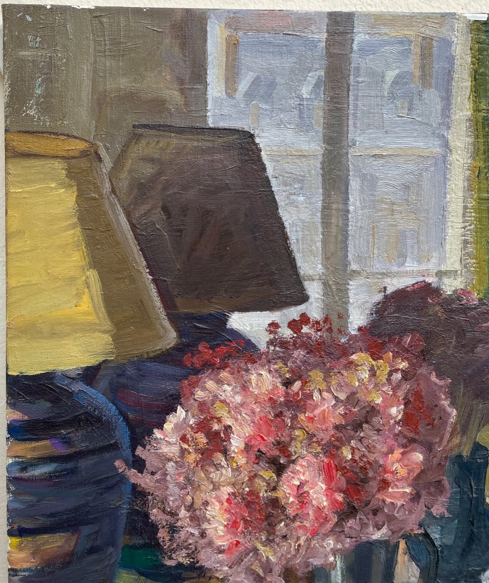 Painting. Louis Peyré. Oil On Canvas. The Pink Bouquet-photo-2