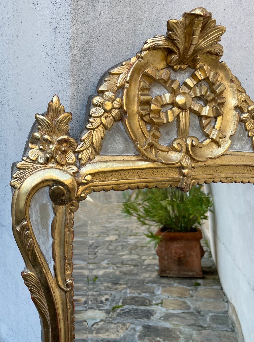 Miroir Louis XVI En Bois Sculpté Et Doré .-photo-2