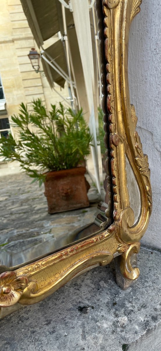 Miroir Louis XVI En Bois Sculpté Et Doré .-photo-3