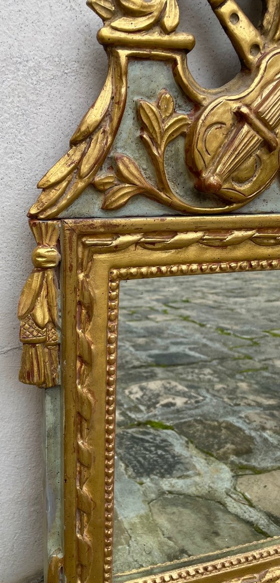 Louis XVI Mirror In Carved And Gilded Wood-photo-3