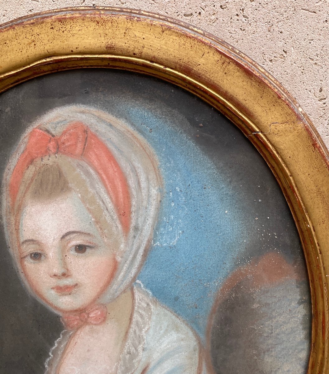 Tableau. Pastel. Portrait de fillette d'époque Louis XVI-photo-4