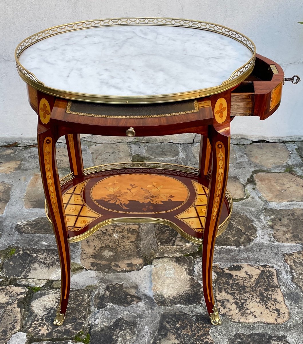 Small Louis XV Style Oval Writing Table-photo-2