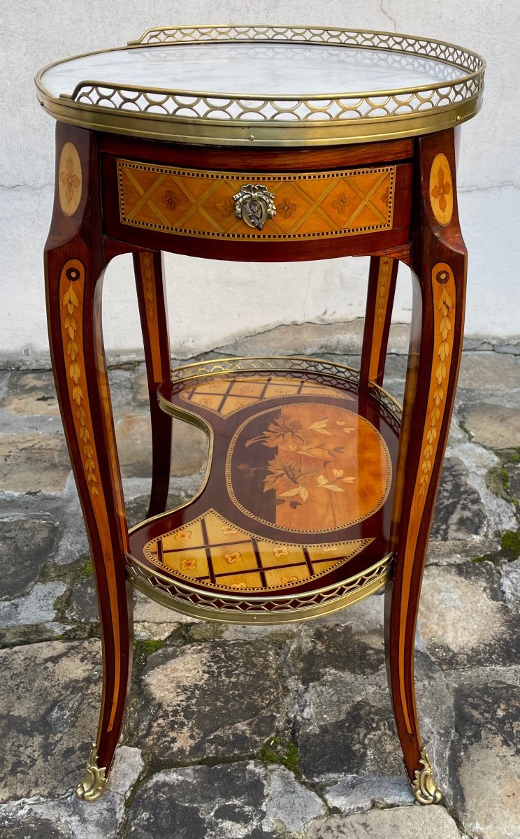 Small Louis XV Style Oval Writing Table-photo-3