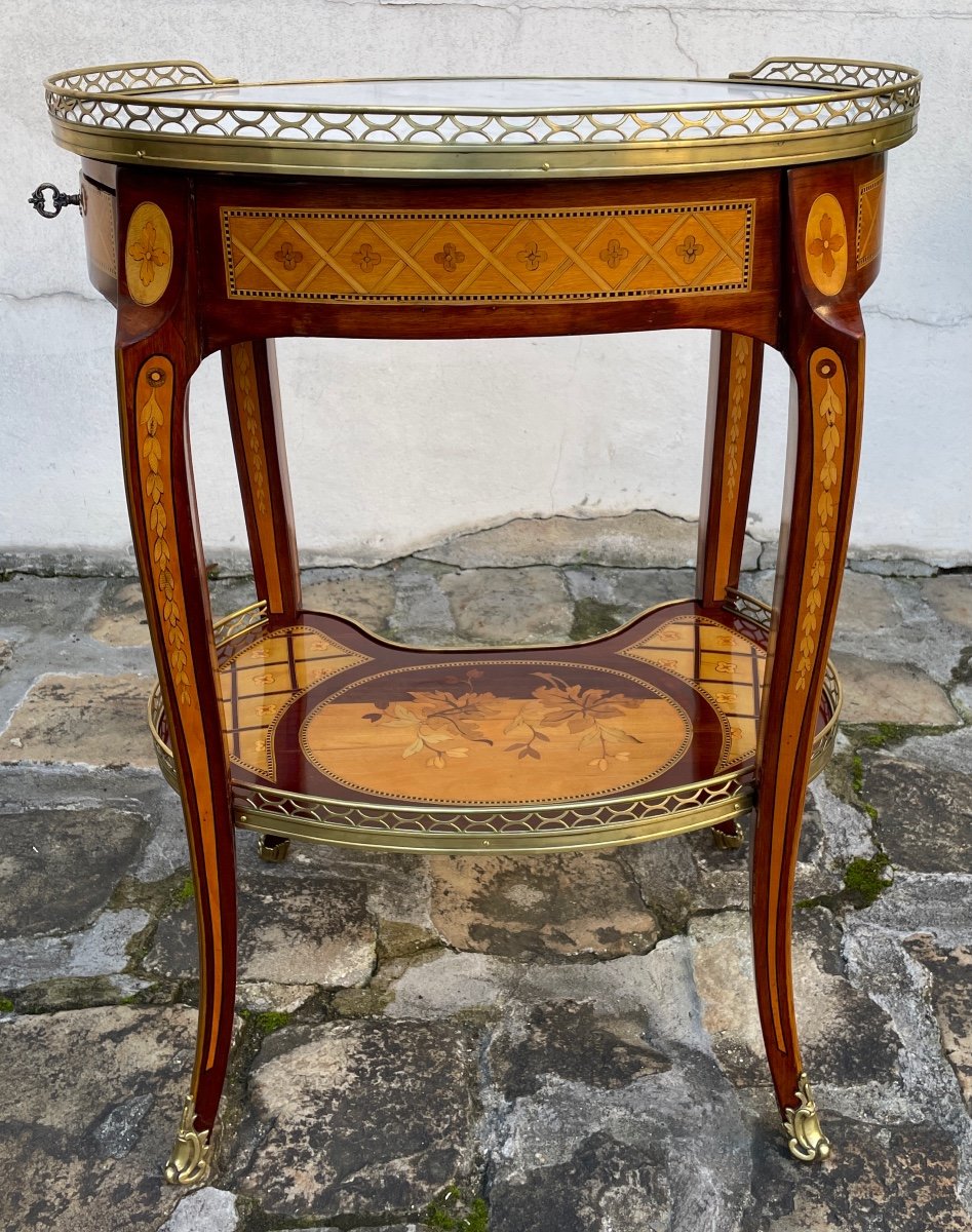 Small Louis XV Style Oval Writing Table-photo-8