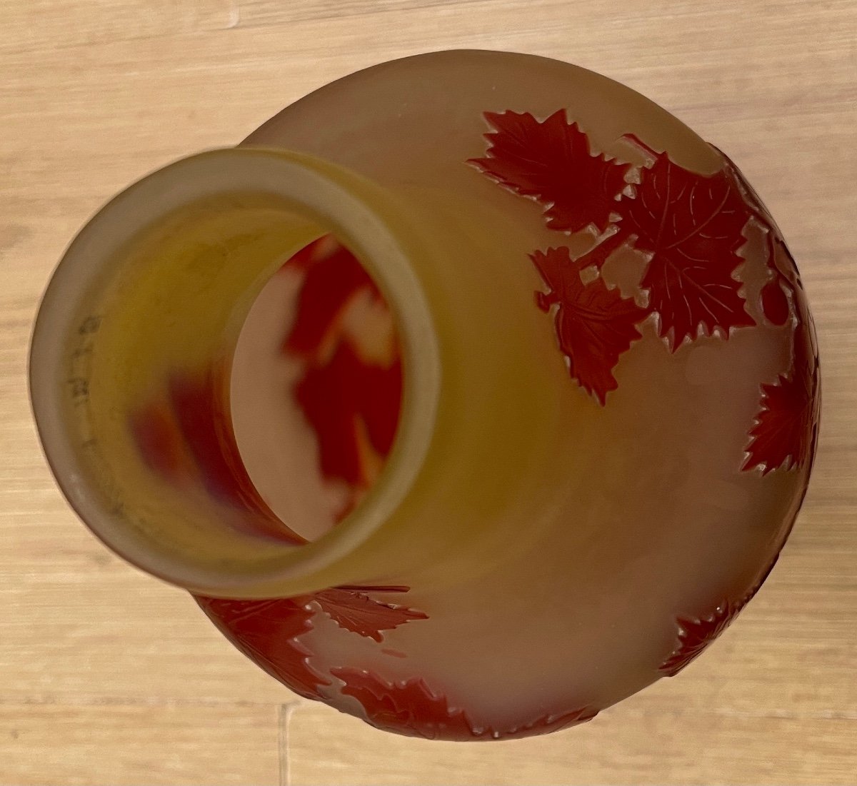 Emile Gallé. Vase Art Nouveau Aux Feuilles De Vigne Rouges-photo-8