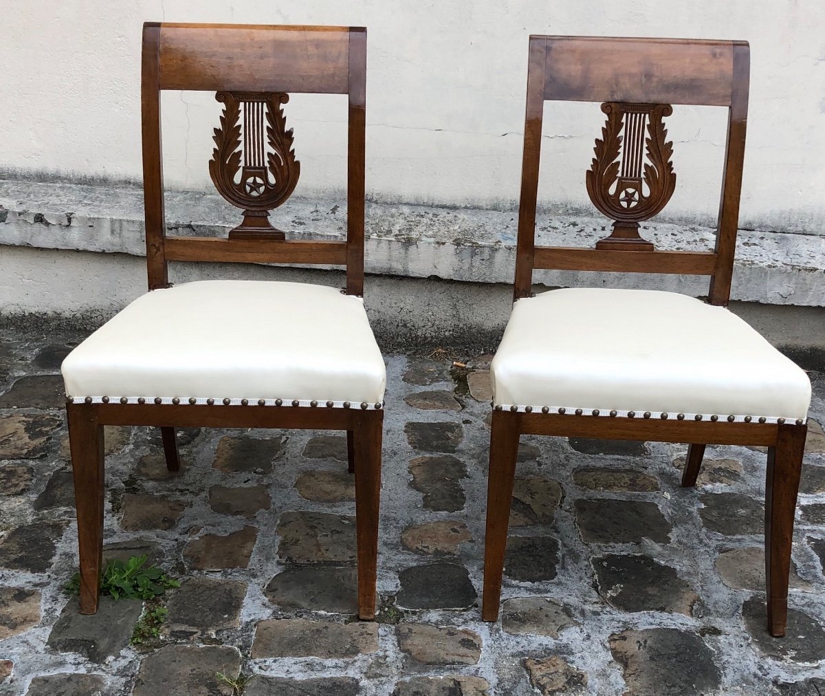 Six Empire Period Chairs In Walnut-photo-3