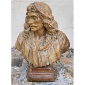 Patinated Plaster Sculpture. Bust Of Molière