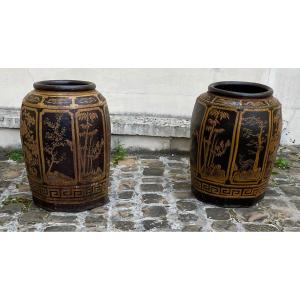 Pair Of Large Asian Vases