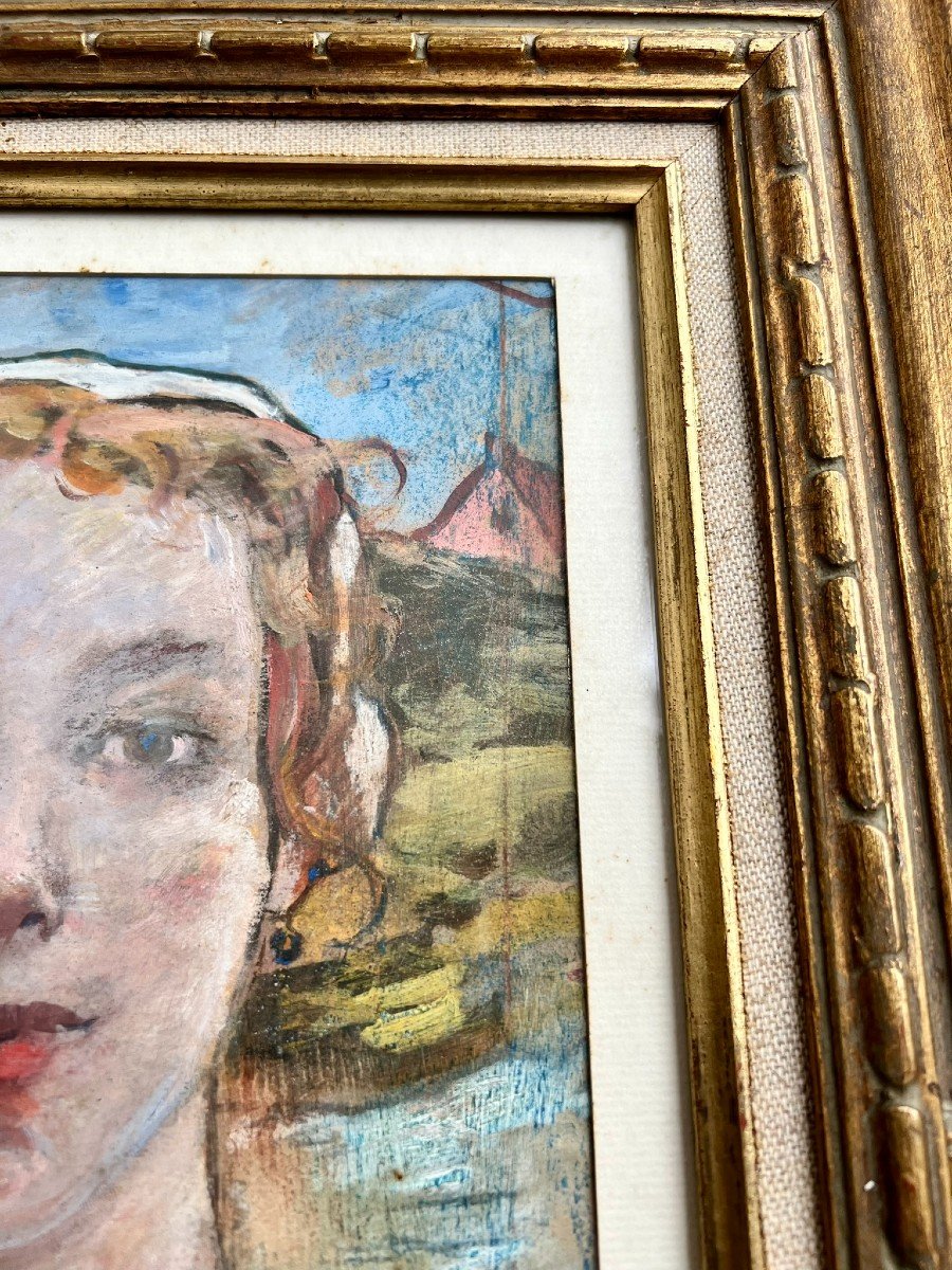 Portrait Of A Young Breton Woman In Pastel-photo-3