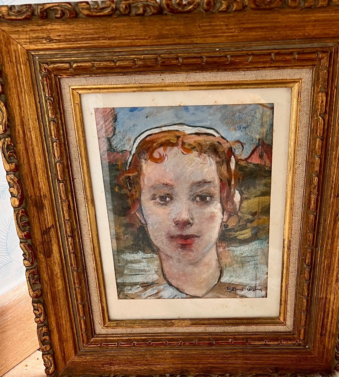 Portrait Of A Young Breton Woman In Pastel-photo-2