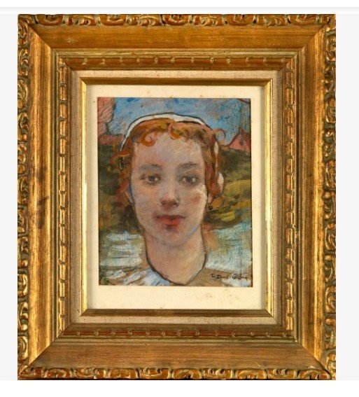 Portrait Of A Young Breton Woman In Pastel