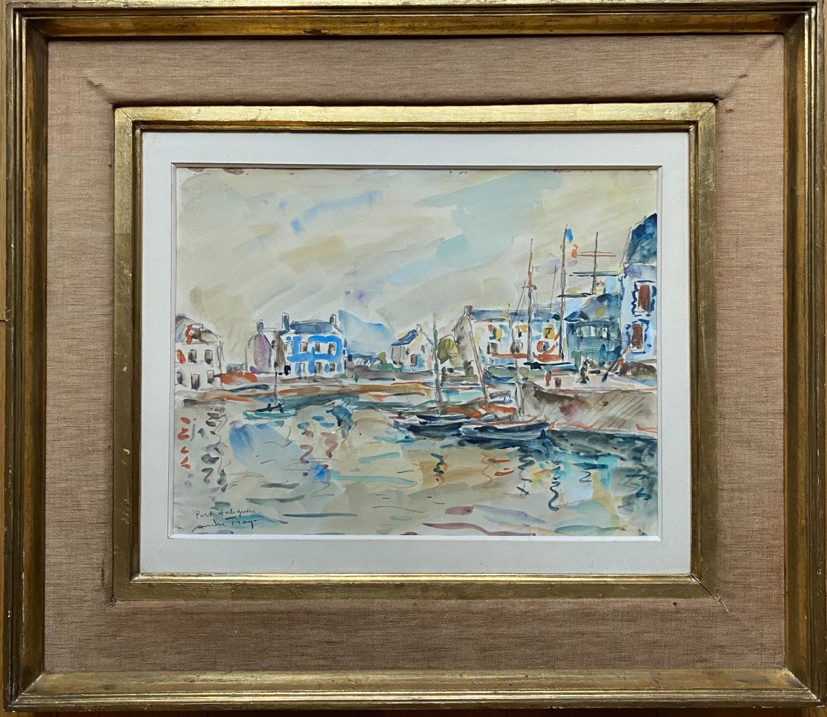 Watercolor Of Port Haliguen By André Fraye-photo-2