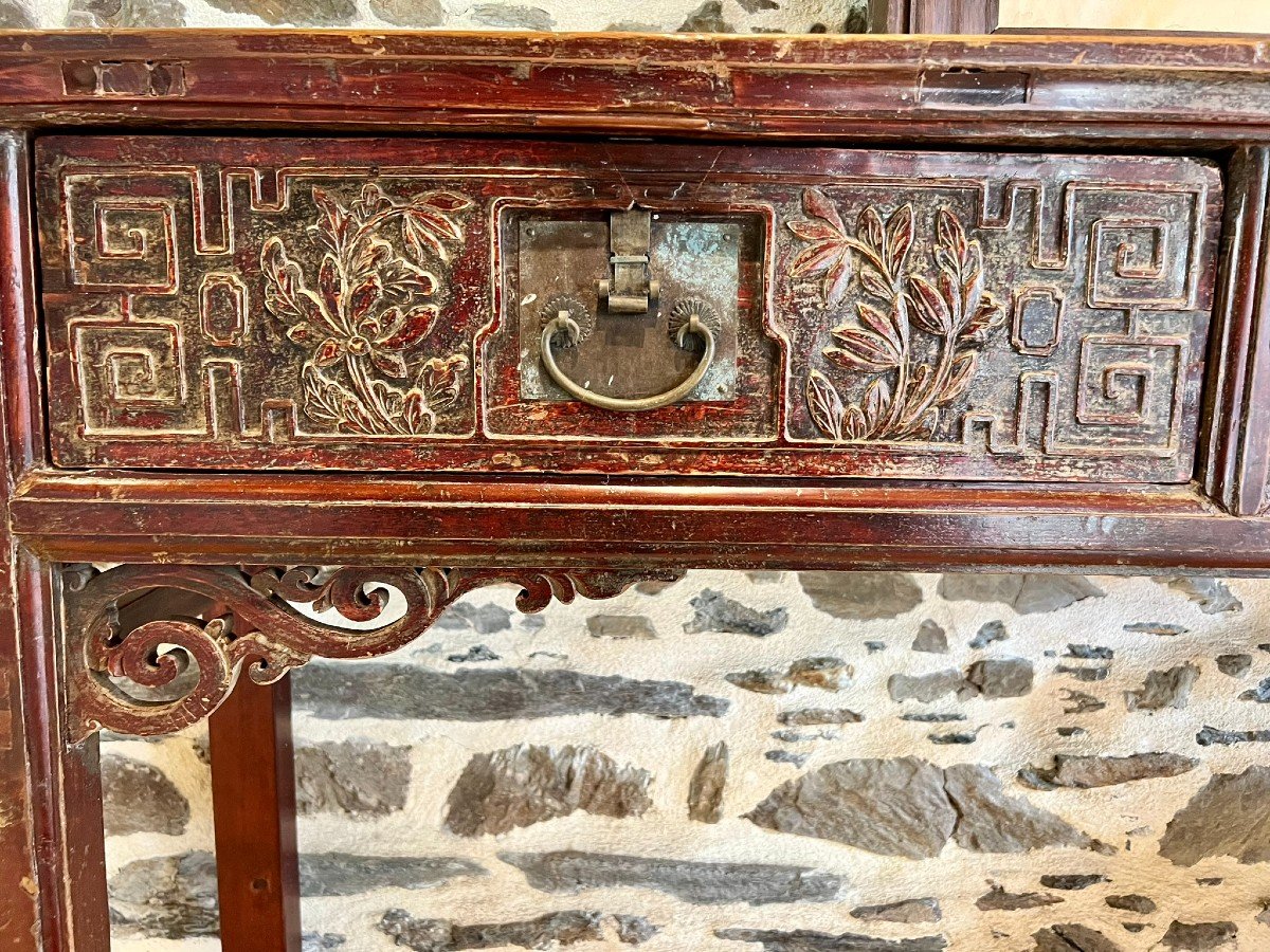 Console In Lacquered And Carved Wood. China 19th Century-photo-3