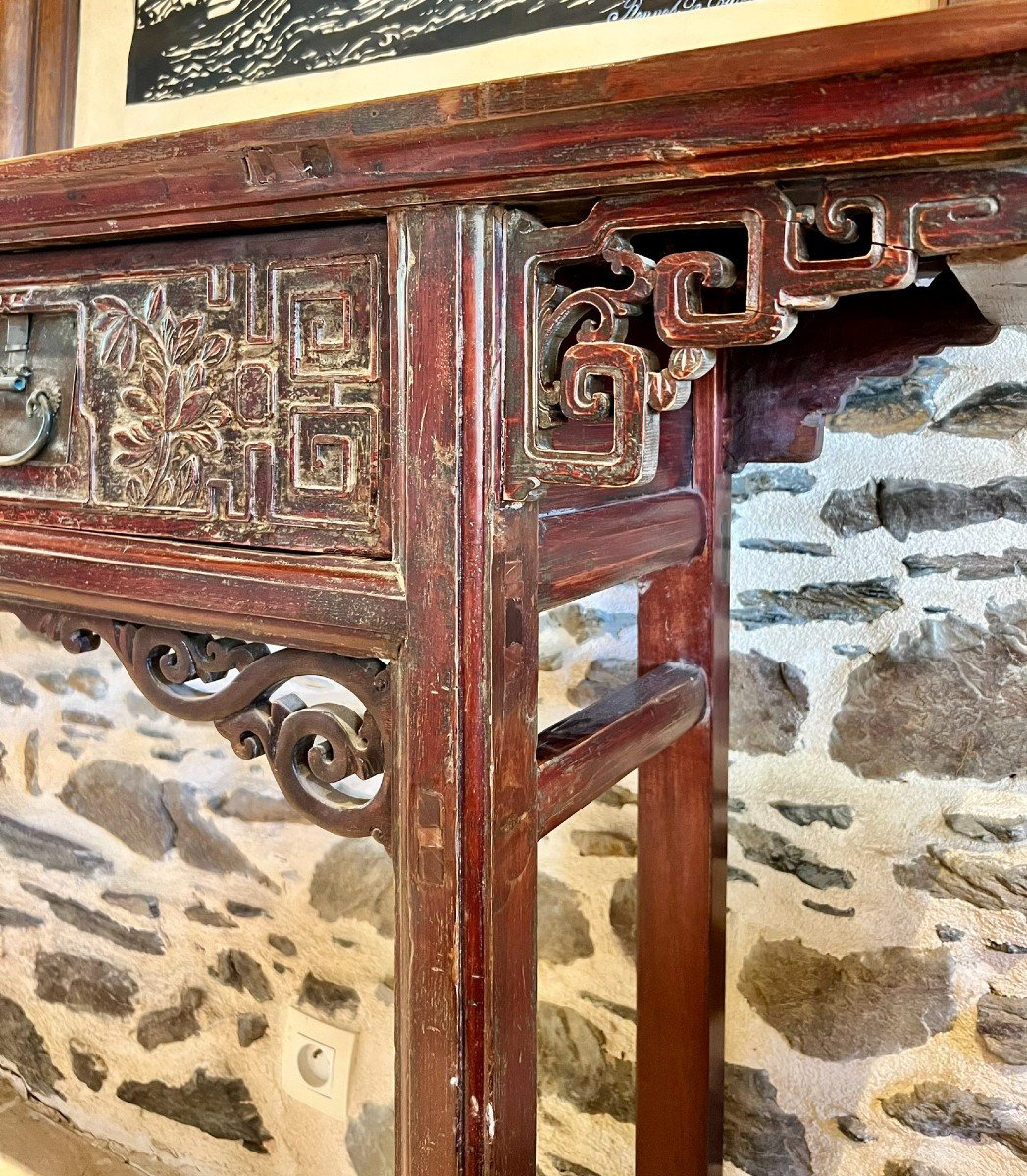 Console In Lacquered And Carved Wood. China 19th Century-photo-4