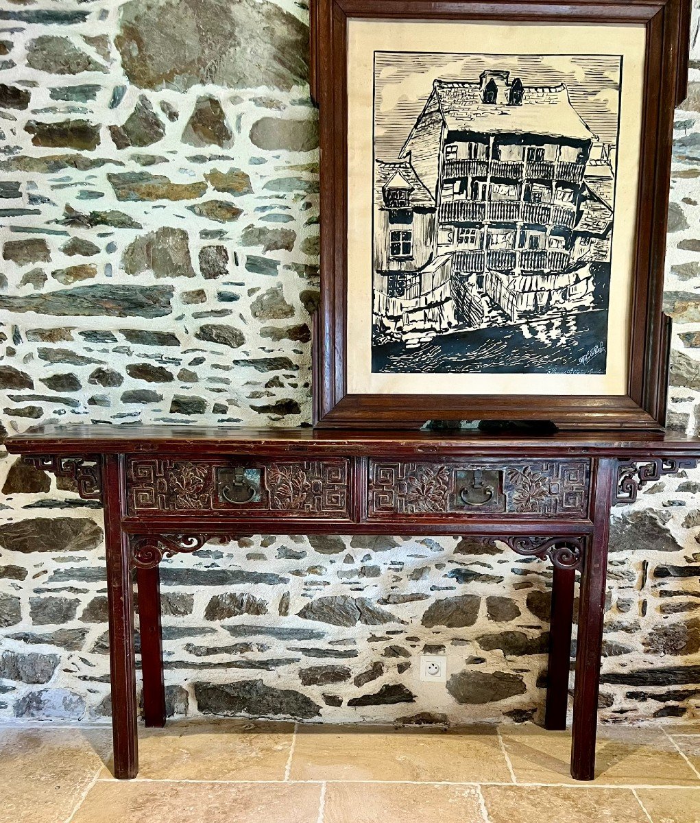 Console In Lacquered And Carved Wood. China 19th Century-photo-5