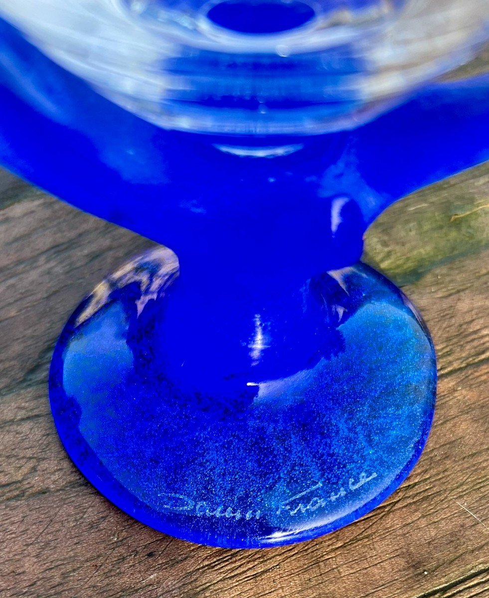 8 "trapani" Glasses In Blue Coral By Garouste And Bonetti For Daum France-photo-2