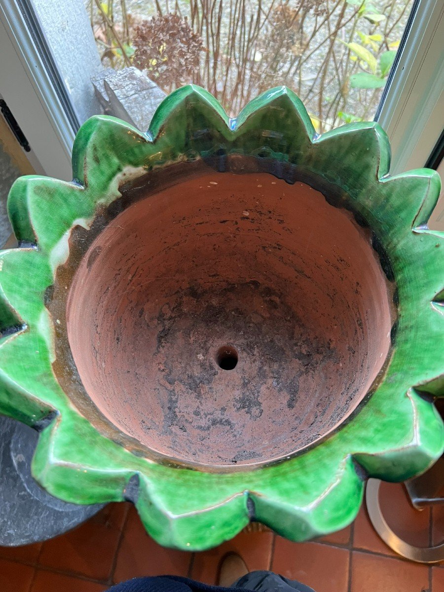 Large Anthropomorphic Planter In Green Glazed Terracotta – Roland Zobel-photo-1