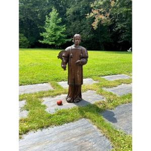 Saint Deacon In Carved Wood 18th Century