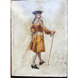 Elegant Gentleman - Oil On Panel Signed Henri Victor Lesur