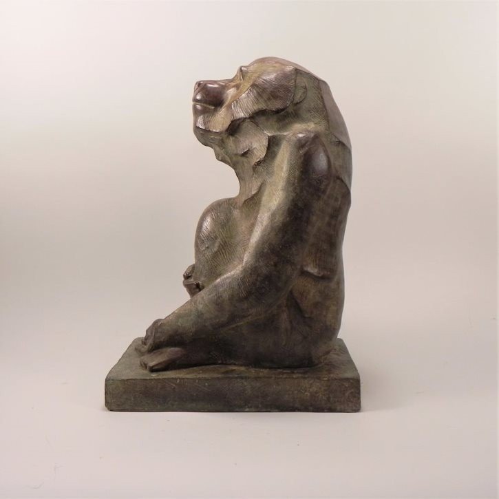 Akop Gurdjan After (1881-1948) Sitting Baboon Bronze -photo-4