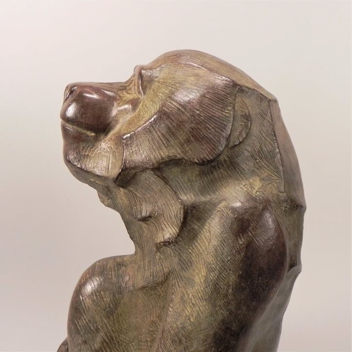 Akop Gurdjan After (1881-1948) Sitting Baboon Bronze -photo-5