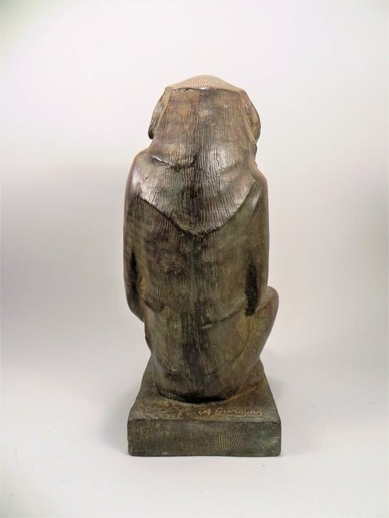 Akop Gurdjan After (1881-1948) Sitting Baboon Bronze -photo-6