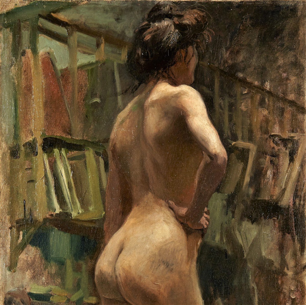 Roger Jammes (1875 – 1918) Modèle En Studio Huile Sur Toile-photo-3