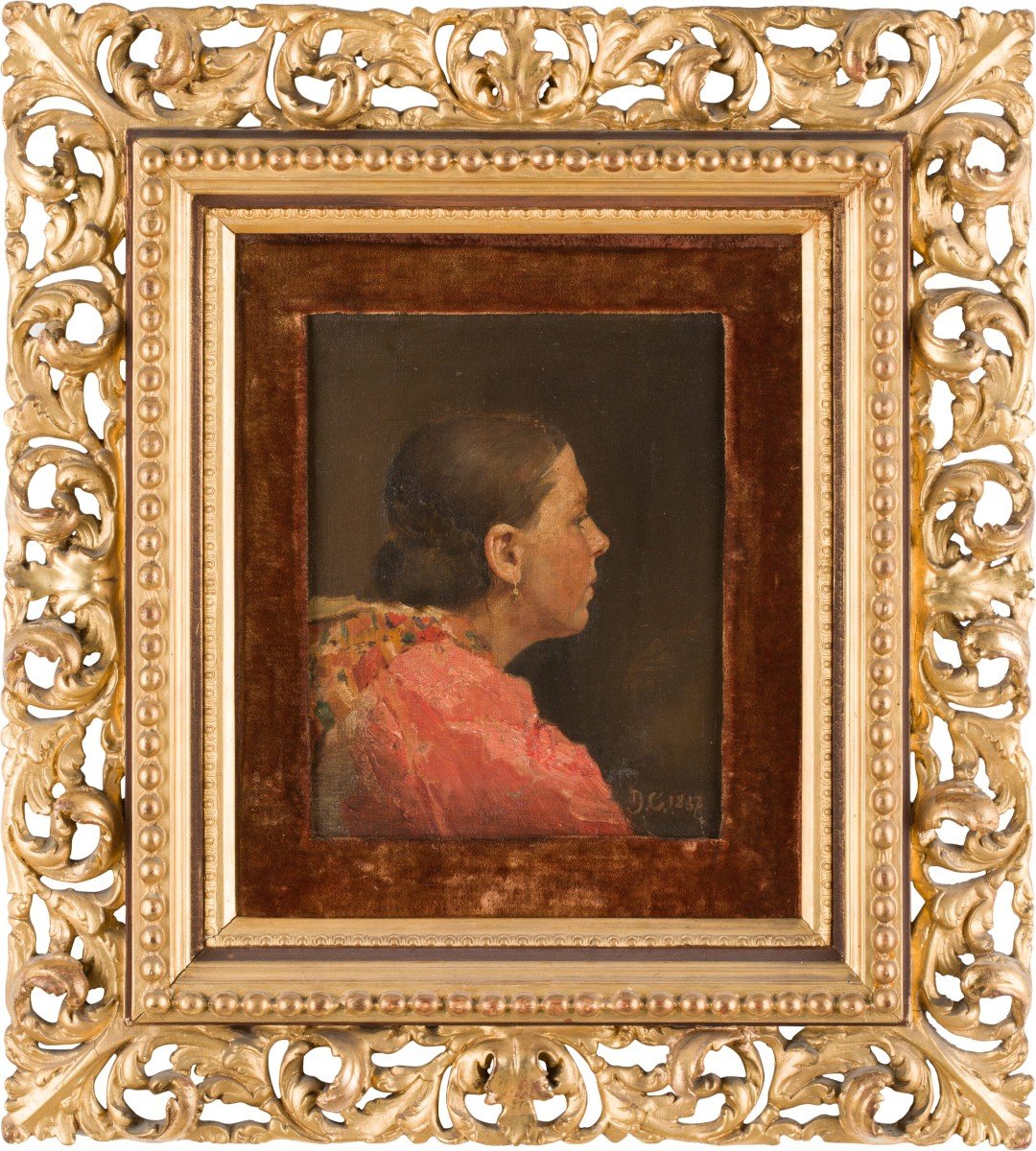 Cosola Demetrio (1851-1895) Portrait Of Woman Oil On Canvas-photo-1