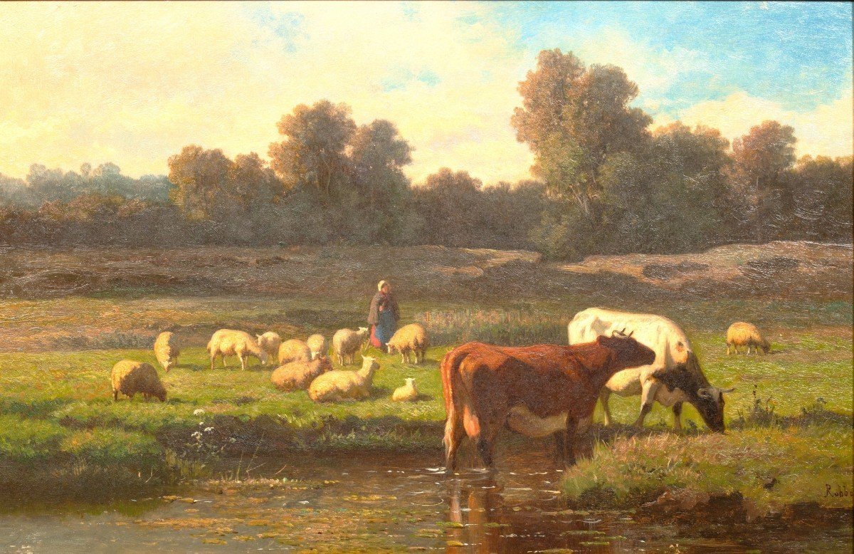 Grazing Cattle By Louis Robbe (certified)