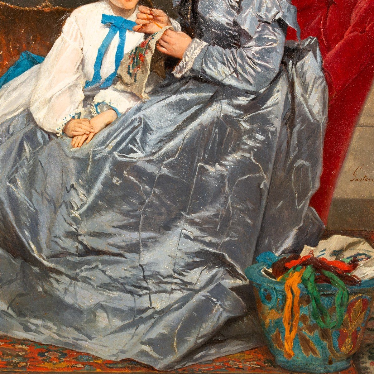 The Embroidery Lesson - Gustave De Jonghe (1829-1893)-photo-6