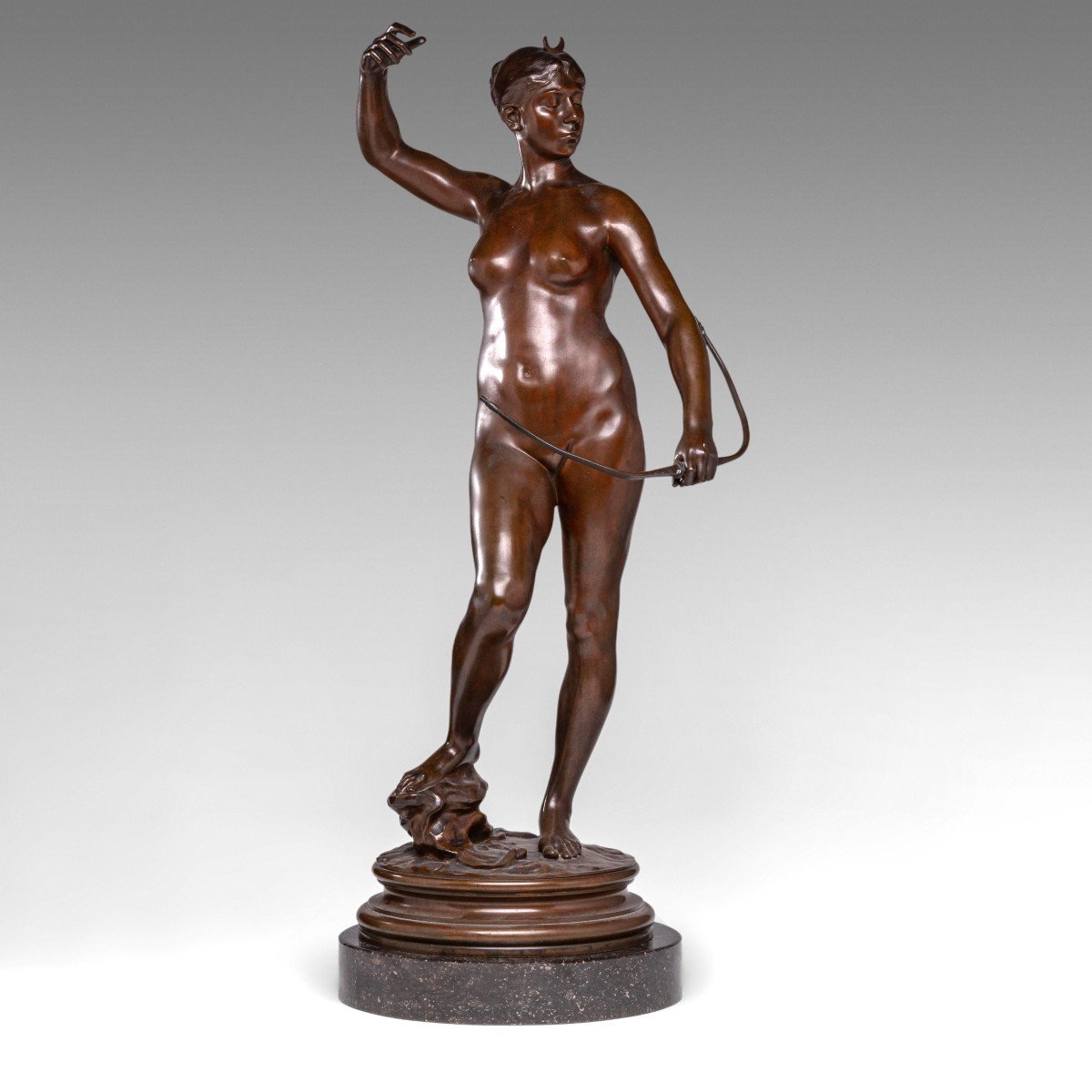 Diana The Huntress, A Bronze Sculpture By Alexandre Falguière (1831–1900)-photo-3