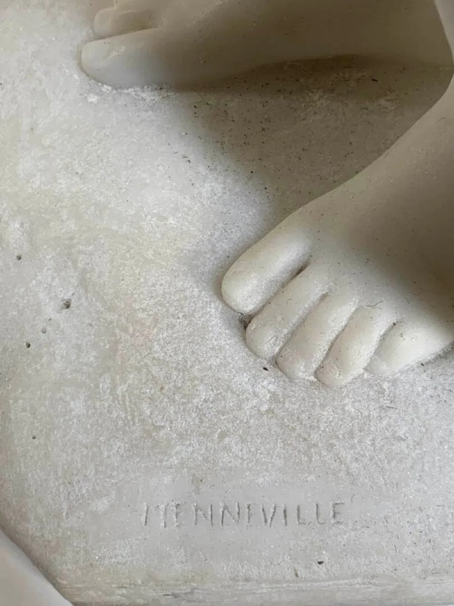 Baigneuse – A Refined Carrara Marble Sculpture By Cipriani Ugo Di Meneville (1887-1960) -photo-4