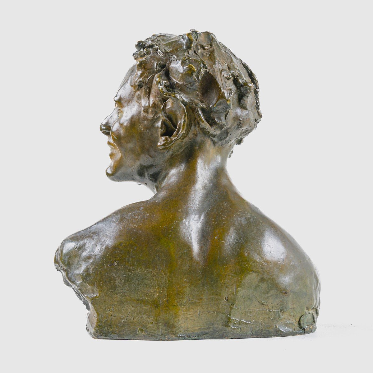 Jeune Faune – Buste En Bronze Par Alfredo Pina (1883–1966), Fonte d'Arthur Goldscheider, Paris-photo-3