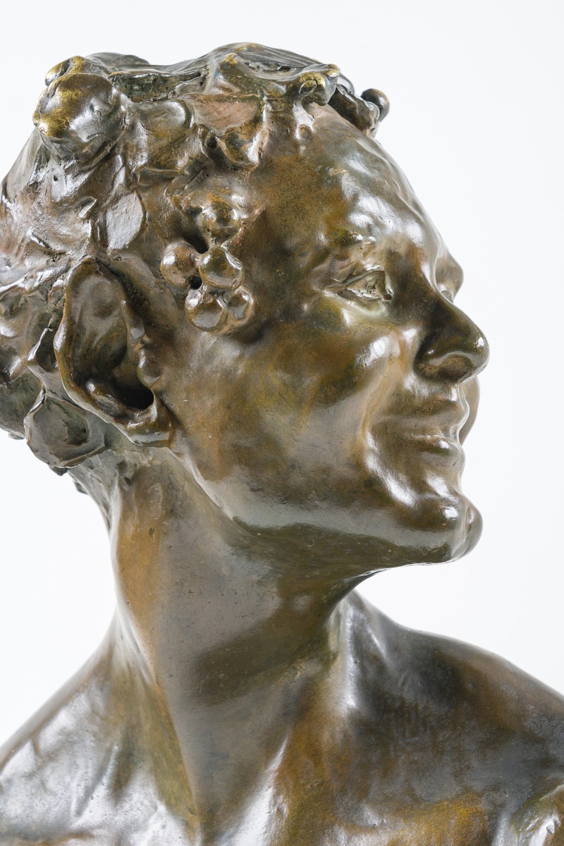 Jeune Faune – Buste En Bronze Par Alfredo Pina (1883–1966), Fonte d'Arthur Goldscheider, Paris-photo-1