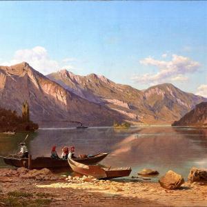 Alpine Lake - François Xavier Roffiaen (1820-1898)