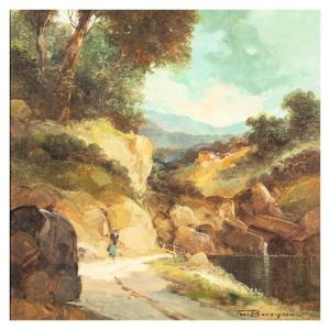Capriccio Landscape Painting By Toni Bordignon (1921-), Old Master Style