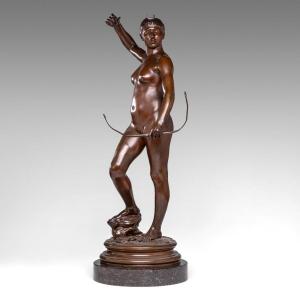 Diane Chasseresse, Une Sculpture En Bronze Par Alexandre Falguière (1831–1900)