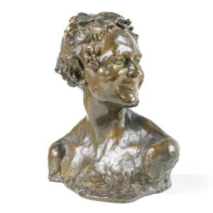 Young Faun – Bronze Bust By Alfredo Pina (1883–1966), Cast By Arthur Goldscheider, Paris